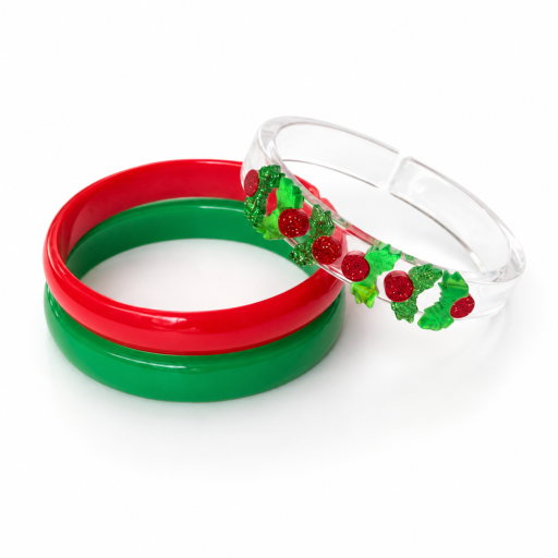 Lilies & Roses NY Holly Berry Glitter Bangles