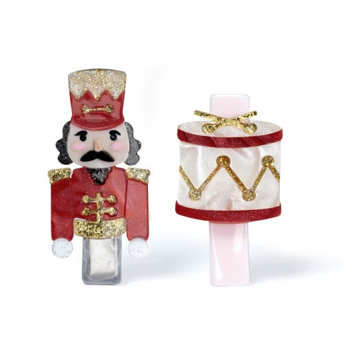 Lilies & Roses NY Nutcracker Drum Red Hair Clips