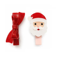 Lilies & Roses NY Santa Red Glitter Bow Hair Clips