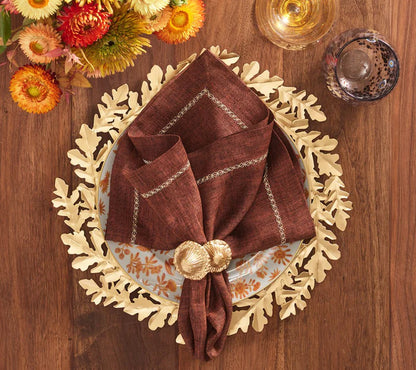 Sprout Napkin Ring in Brown & Gold
