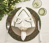 Swag Napkin in White, Green & Gold