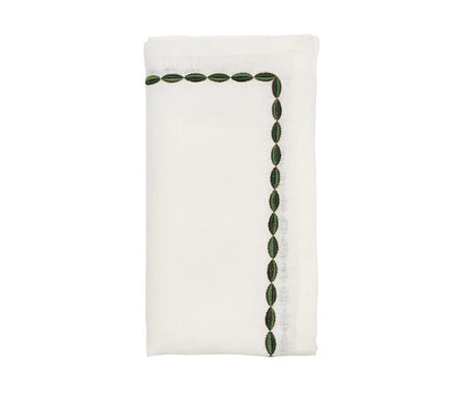 Swag Napkin in White, Green & Gold