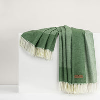 Olive Border Herringbone Throw