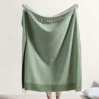 Olive Border Herringbone Throw