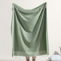 Olive Border Herringbone Throw