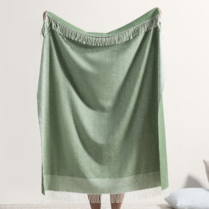 Olive Border Herringbone Throw