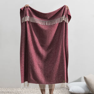 Cranberry Italian Herringbone Throw