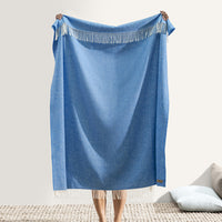 Marina Blue Italian Herringbone Throw