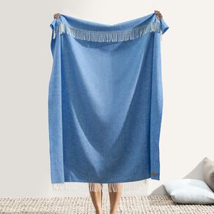 Marina Blue Italian Herringbone Throw