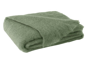 Olive Brushed Mohair Throw