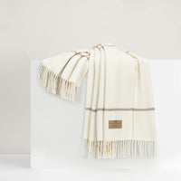 Ecru & Taupe Windowpane Cashmere/Lambswool Throw