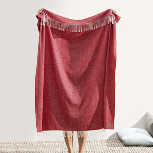 Red Poppy Italian Herringbone Throw
