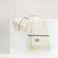Ecru & Navy Windowpane Cashmere/Lambswool Throw
