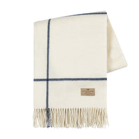 Ecru & Navy Windowpane Cashmere/Lambswool Throw