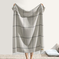 Light Gray & Dark Gray Windowpane Cashmere Throw