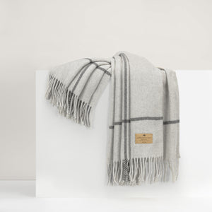 Light Gray & Dark Gray Windowpane Cashmere Throw