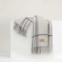 Light Gray & Dark Gray Windowpane Cashmere Throw