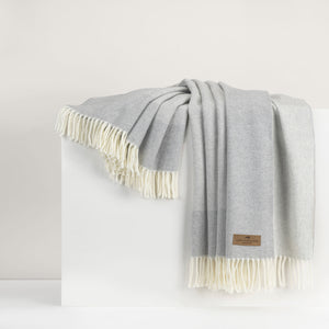 Light Gray Border Herringbone Throw
