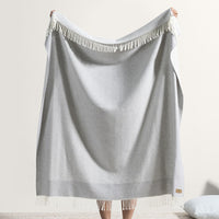 Light Gray Border Herringbone Throw