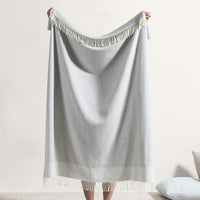 Light Gray Border Herringbone Throw