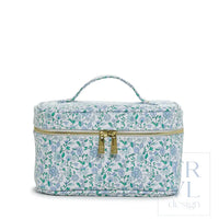 Luxe Train2 Cosmetic Case - Hamptons Floral with Chambray Pinstripe Liner