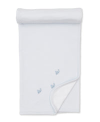 Light Blue Blanket w/ Hand Emb Str - SCE Crabs & Whales