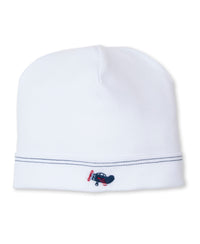 White and Navy Sky-High Planes Hand Embroidered Hat