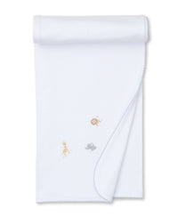 White and Silver Jungle Mates Hand Embroidered Blanket