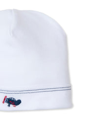 White and Navy Sky-High Planes Hand Embroidered Hat