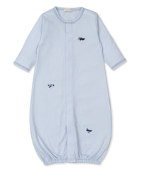 Light Blue Sky-High Planes Hand Embroidered Converter Gown
