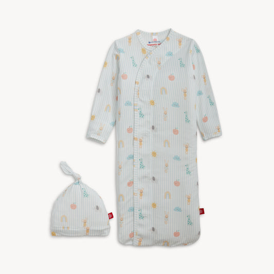 Lullaby Sky Blue Modal Magnetic Gown + Hat Set