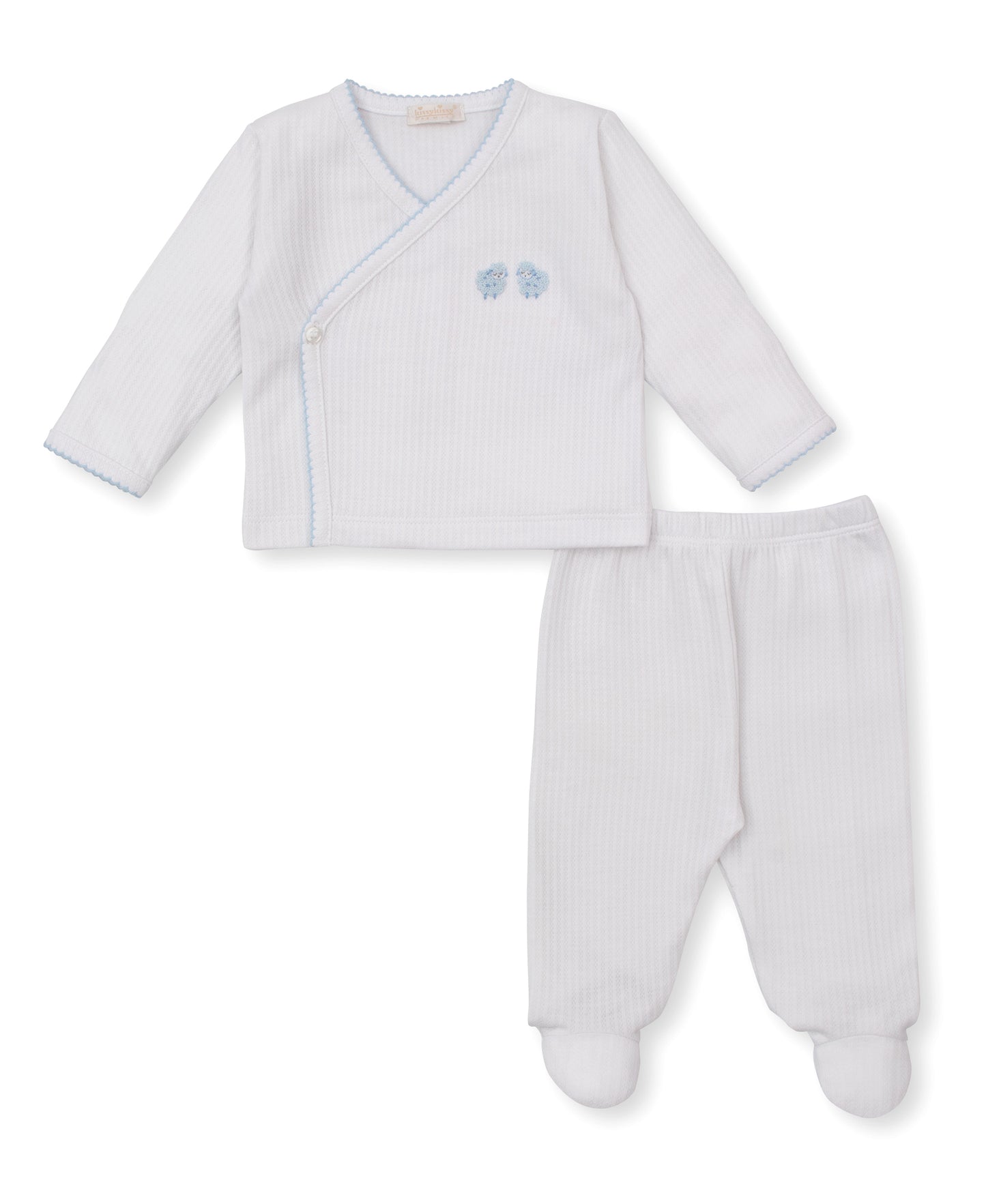 Light Blue Footed Pant Set w/ HE - Premier Baa Baa Baby Sheep