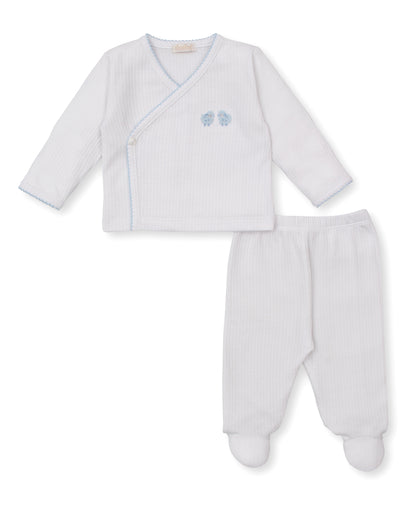Light Blue Footed Pant Set w/ HE - Premier Baa Baa Baby Sheep