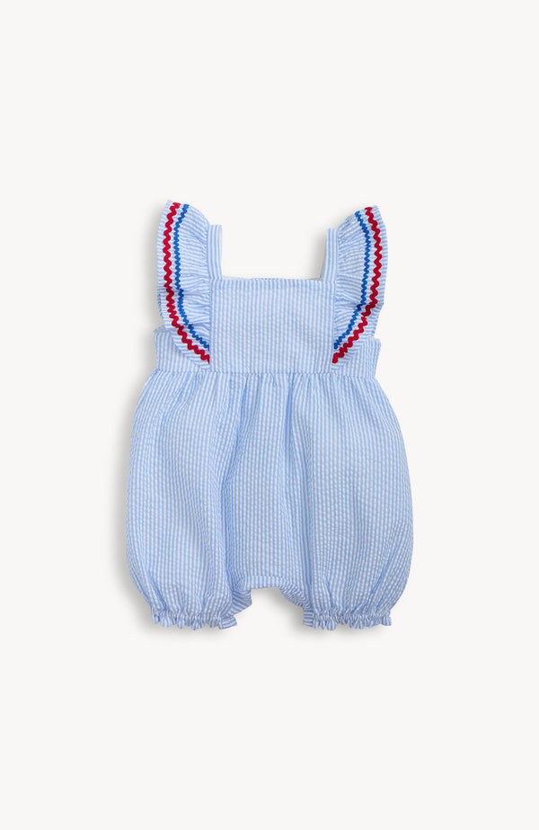 Seersucker Stripe Flutter Slv Romper