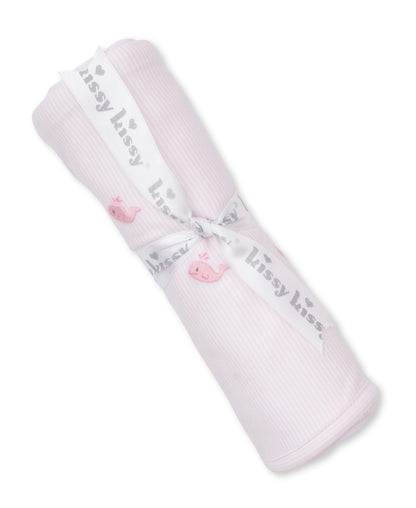 Pink Blanket w/ Hand Emb Str - SCE Crabs & Whales