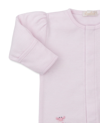 Pink Footie w/ Hand Emb Str - SCE Crabs & Whales