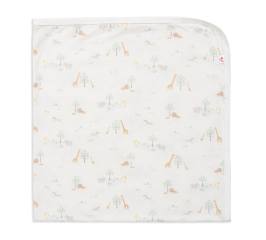 White Serene Safari Baby Blanket