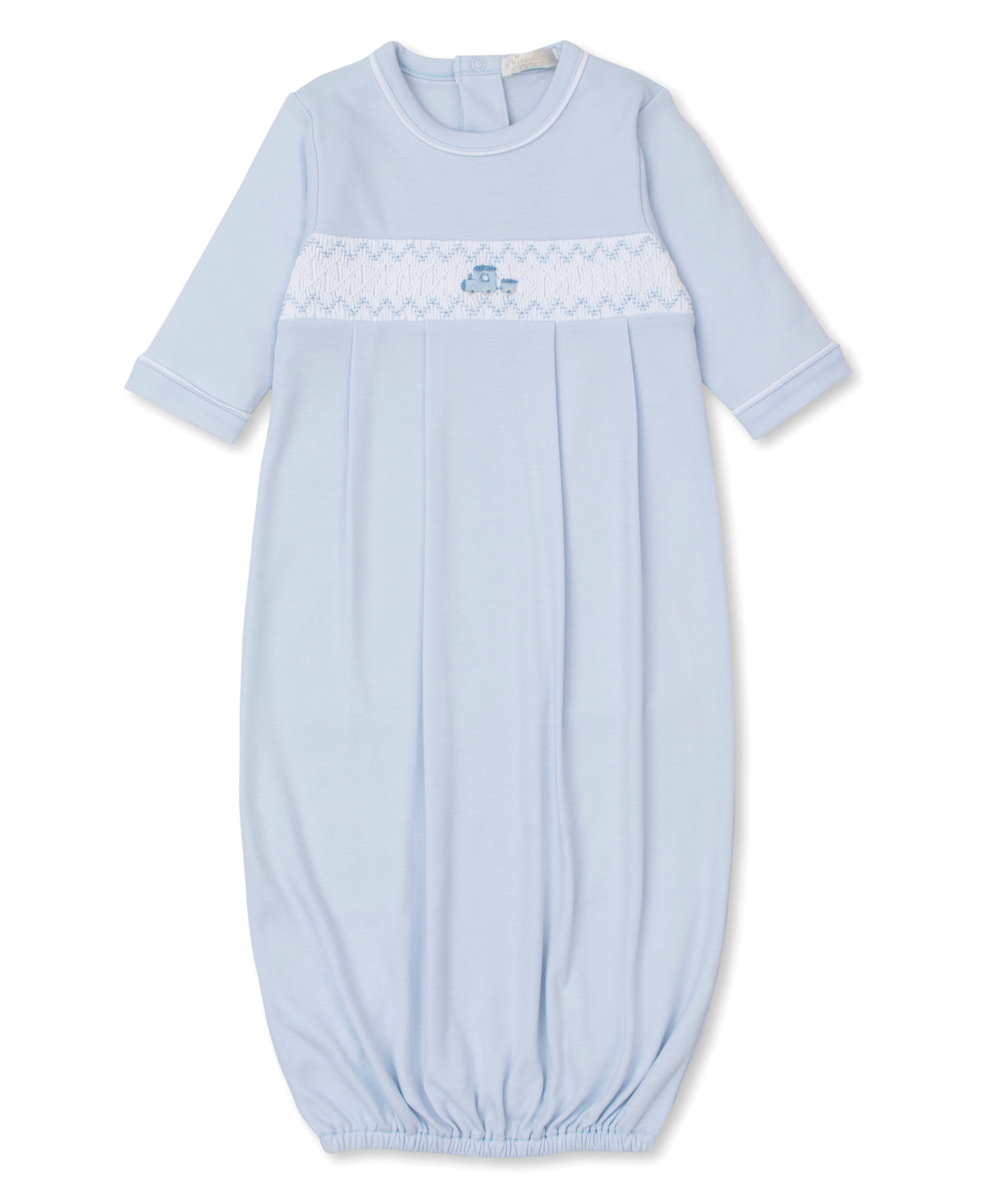 Light Blue Train Hand Smocked Sack