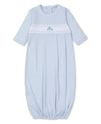 Light Blue Train Hand Smocked Sack
