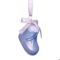 Blue Baby's First Christmas Shoe Glass Ornament